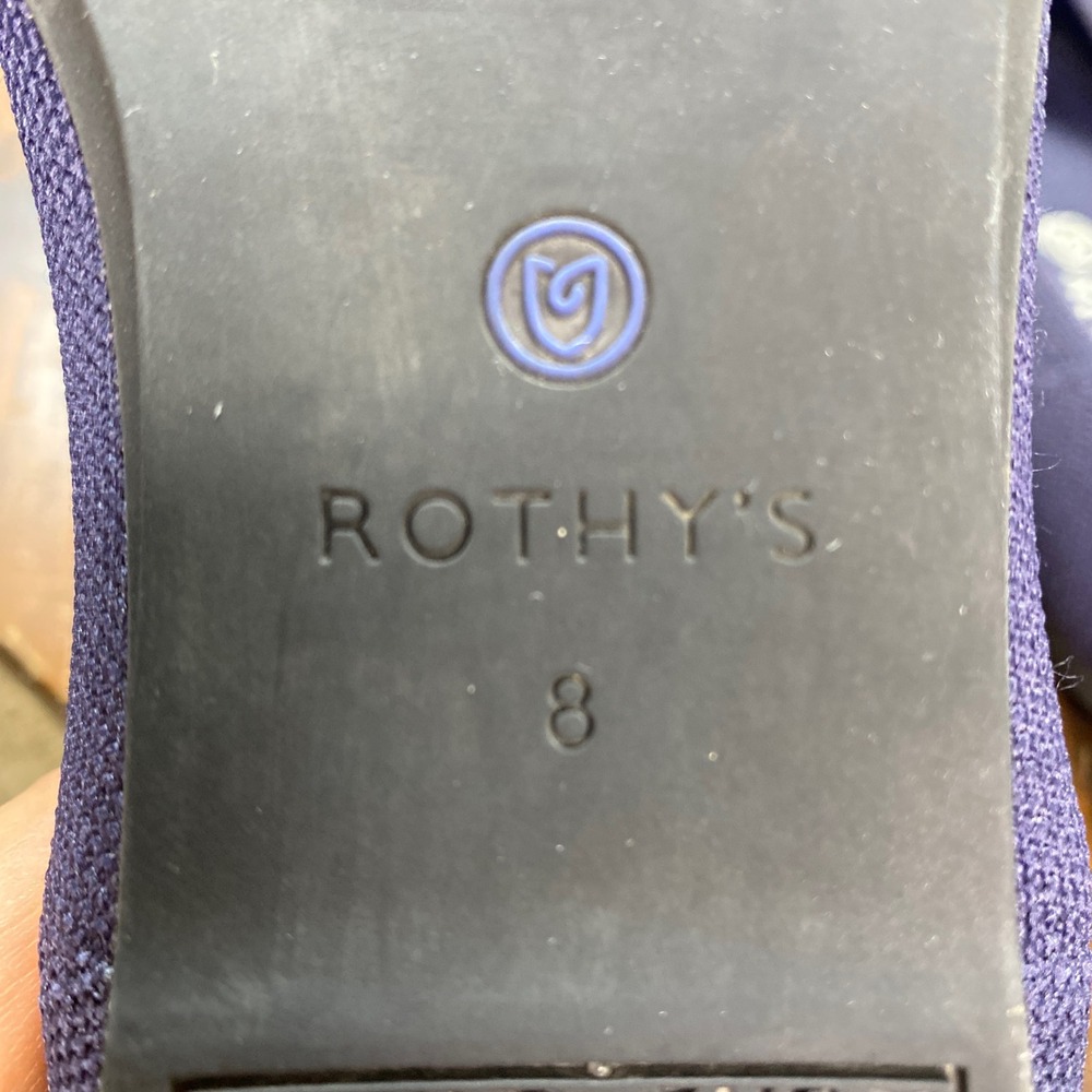 Rothys The Flat Navy Blue Round Toe Knit Sustainable Ballet Flats Womens 8 - Picture 9 of 10
